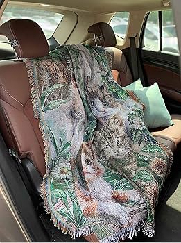 アウトドア寝具 ABCD FLEURS tassel sofa blanket Amazon.com: EZ.enjoy Garden Cat Flower Woven Tapestry Throw